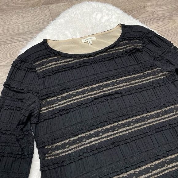 Max Studio Black Lace Stretchy Long Sleeve Lined Elegant - Picture 4 of 9